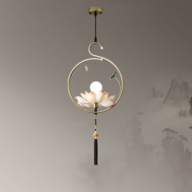 Elegant Lotus-Shaped Iron and Acrylic Chandelier for Bedroom Lighting