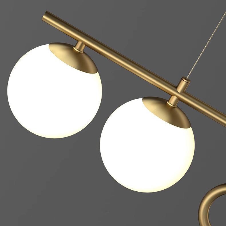 Minimalist Black Iron & Glass 4/5-Light Curved Chandelier for Dining Room