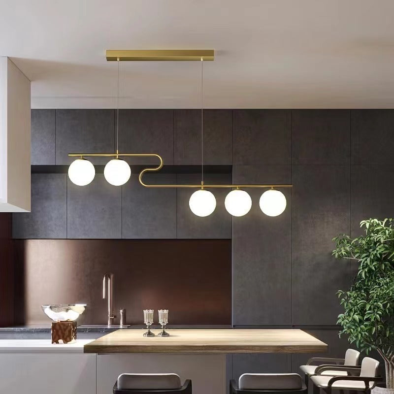 Minimalist Black Iron & Glass 4/5-Light Curved Chandelier for Dining Room