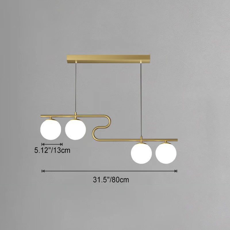 Minimalist Black Iron & Glass 4/5-Light Curved Chandelier for Dining Room