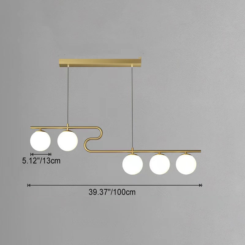 Minimalist Black Iron & Glass 4/5-Light Curved Chandelier for Dining Room