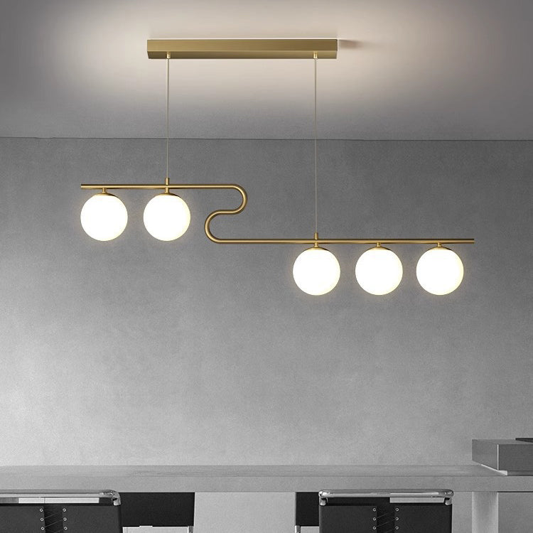 Minimalist Black Iron & Glass 4/5-Light Curved Chandelier for Dining Room