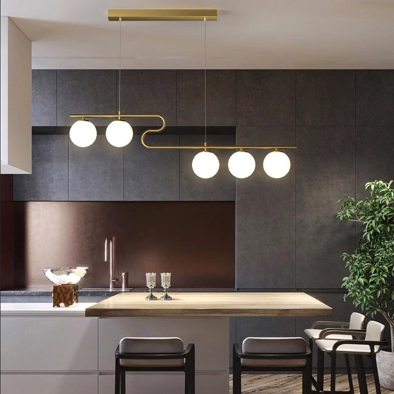 Minimalist Black Iron & Glass 4/5-Light Curved Chandelier for Dining Room