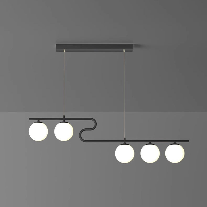 Minimalist Black Iron & Glass 4/5-Light Curved Chandelier for Dining Room