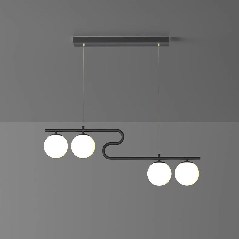 Minimalist Black Iron & Glass 4/5-Light Curved Chandelier for Dining Room