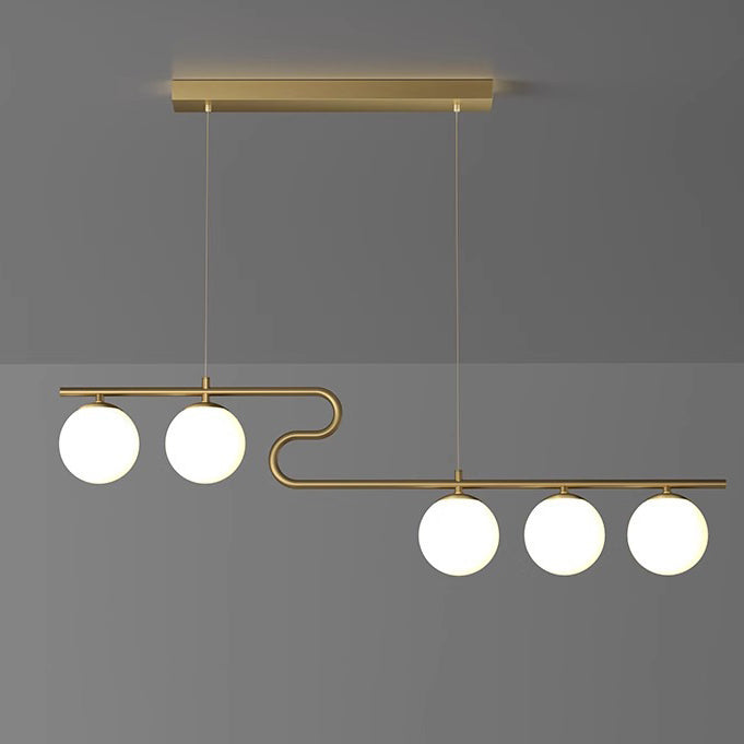 Minimalist Black Iron & Glass 4/5-Light Curved Chandelier for Dining Room