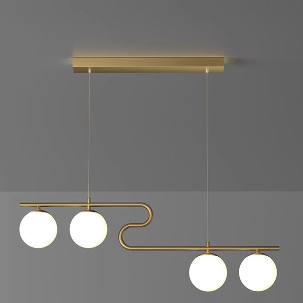 Minimalist Black Iron & Glass 4/5-Light Curved Chandelier for Dining Room