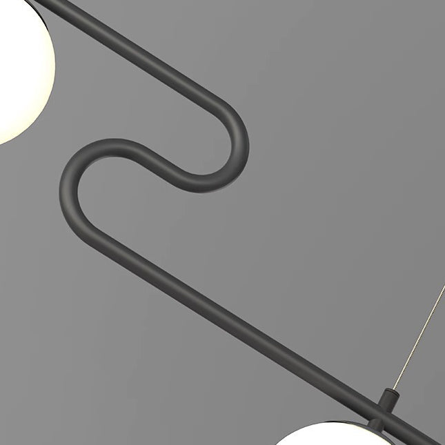 Minimalist Black Iron & Glass 4/5-Light Curved Chandelier for Dining Room