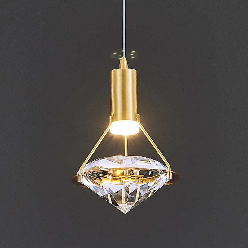 Modern Copper Crystal LED Chandelier with Diamond Shape Design for Living Room