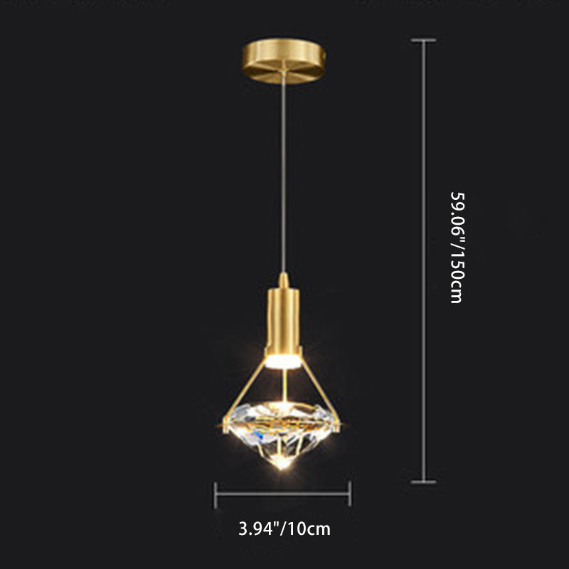 Modern Copper Crystal LED Chandelier with Diamond Shape Design for Living Room
