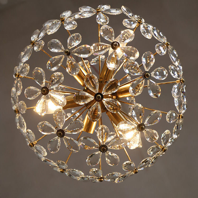 Elegant French Round Copper Crystal Chandelier for Living Room 6/8 Light