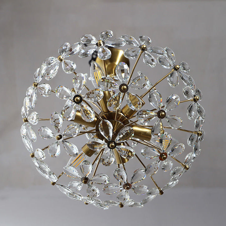 Elegant French Round Copper Crystal Chandelier for Living Room 6/8 Light