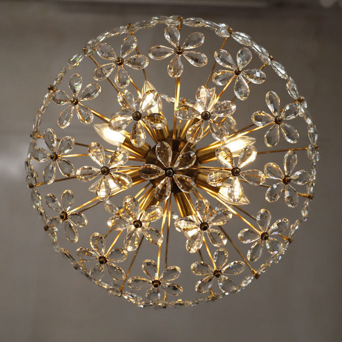 Elegant French Round Copper Crystal Chandelier for Living Room 6/8 Light