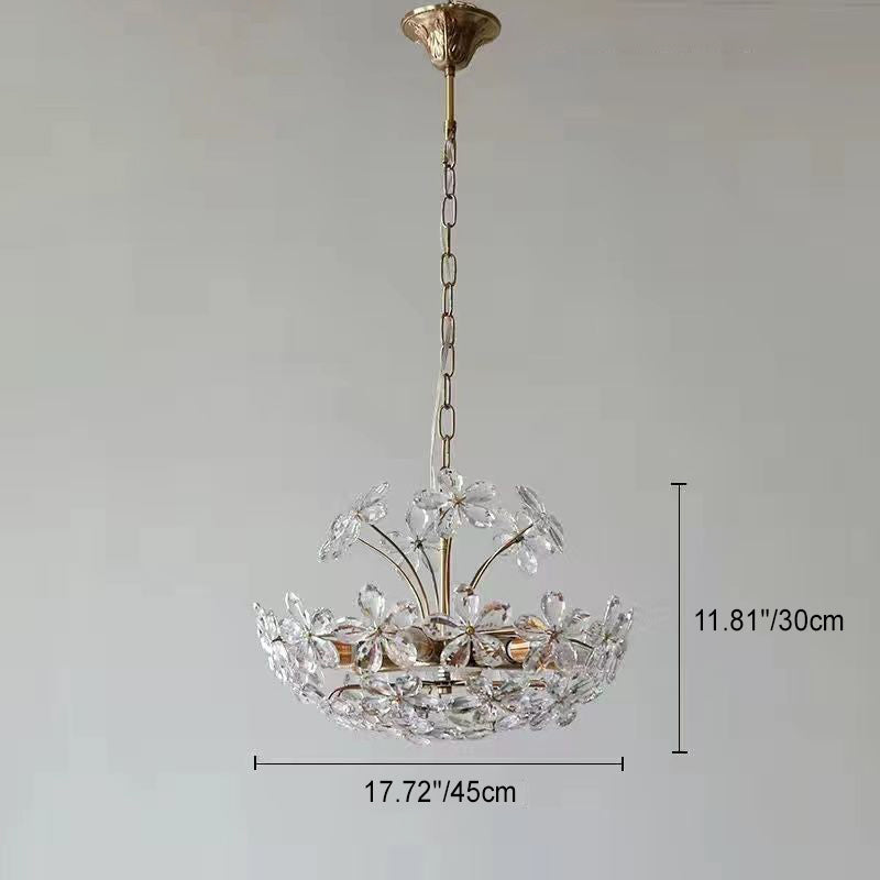 Elegant French Round Copper Crystal Chandelier for Living Room 6/8 Light