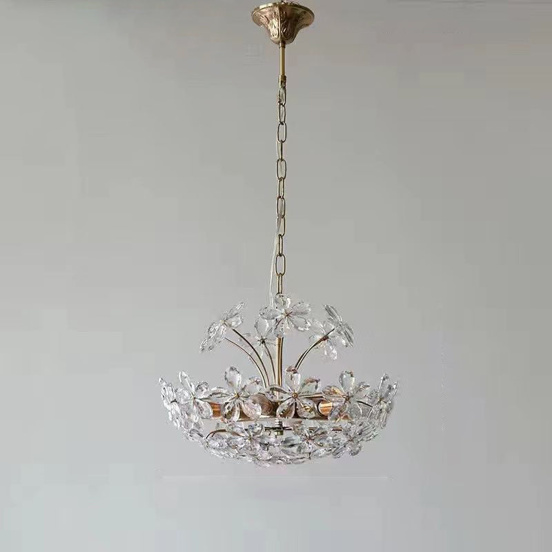 Elegant French Round Copper Crystal Chandelier for Living Room 6/8 Light