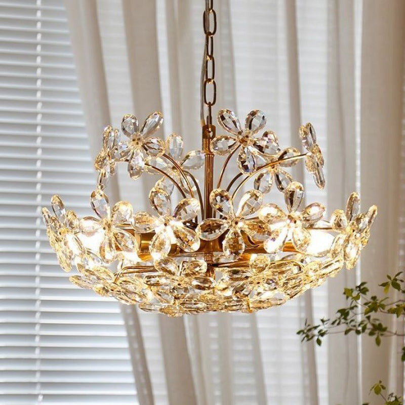 Elegant French Round Copper Crystal Chandelier for Living Room 6/8 Light