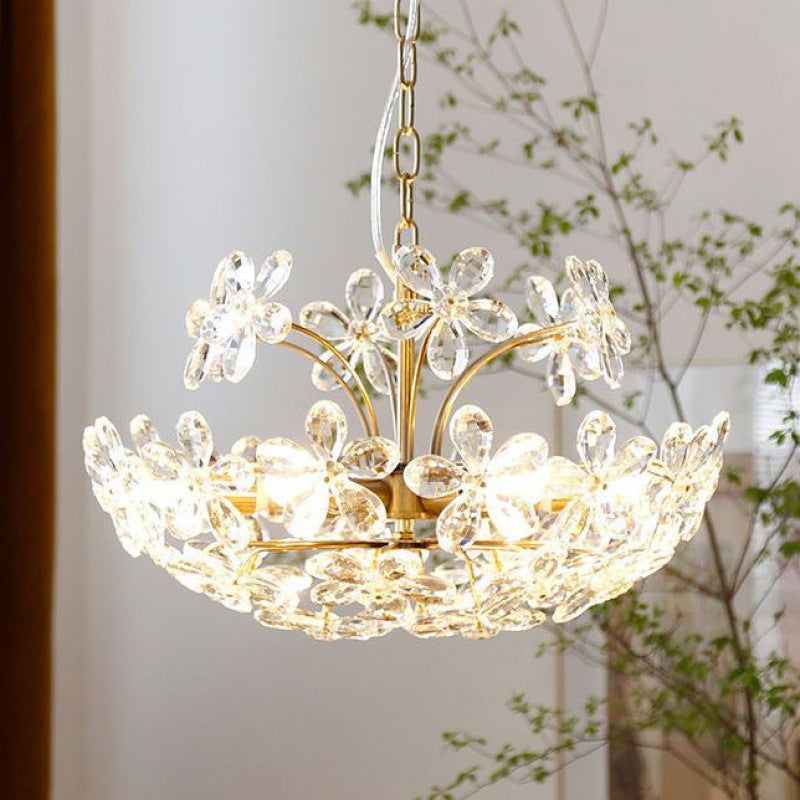 Elegant French Round Copper Crystal Chandelier for Living Room 6/8 Light