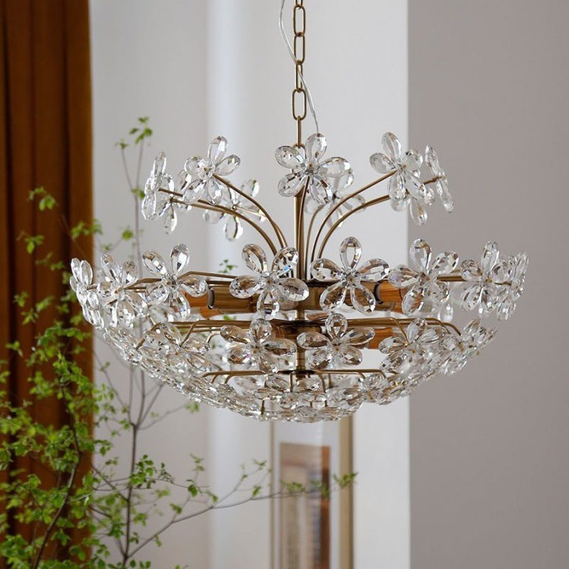 Elegant French Round Copper Crystal Chandelier for Living Room 6/8 Light