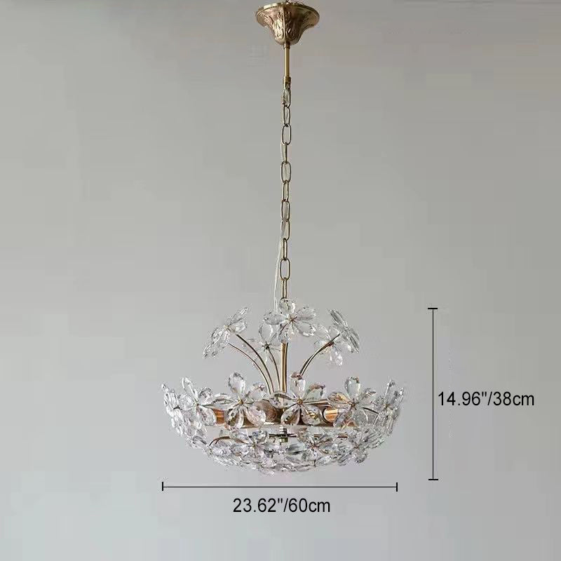 Elegant French Round Copper Crystal Chandelier for Living Room 6/8 Light