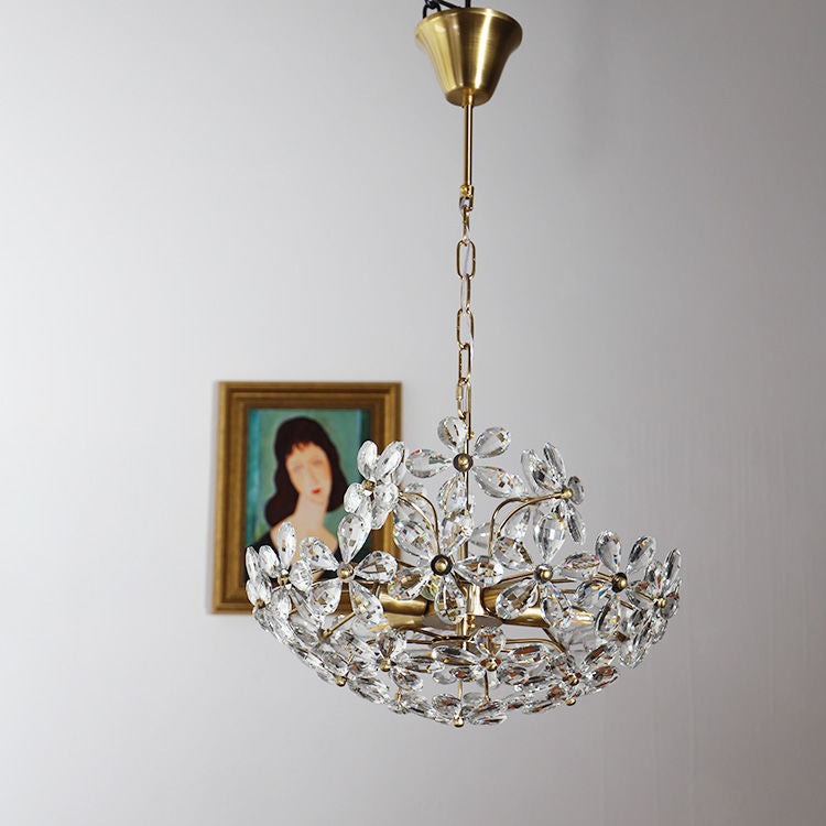 Elegant French Round Copper Crystal Chandelier for Living Room 6/8 Light