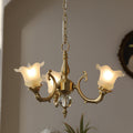 Elegant Brass Floral Chandelier with Curved Glass Accents for Living Room