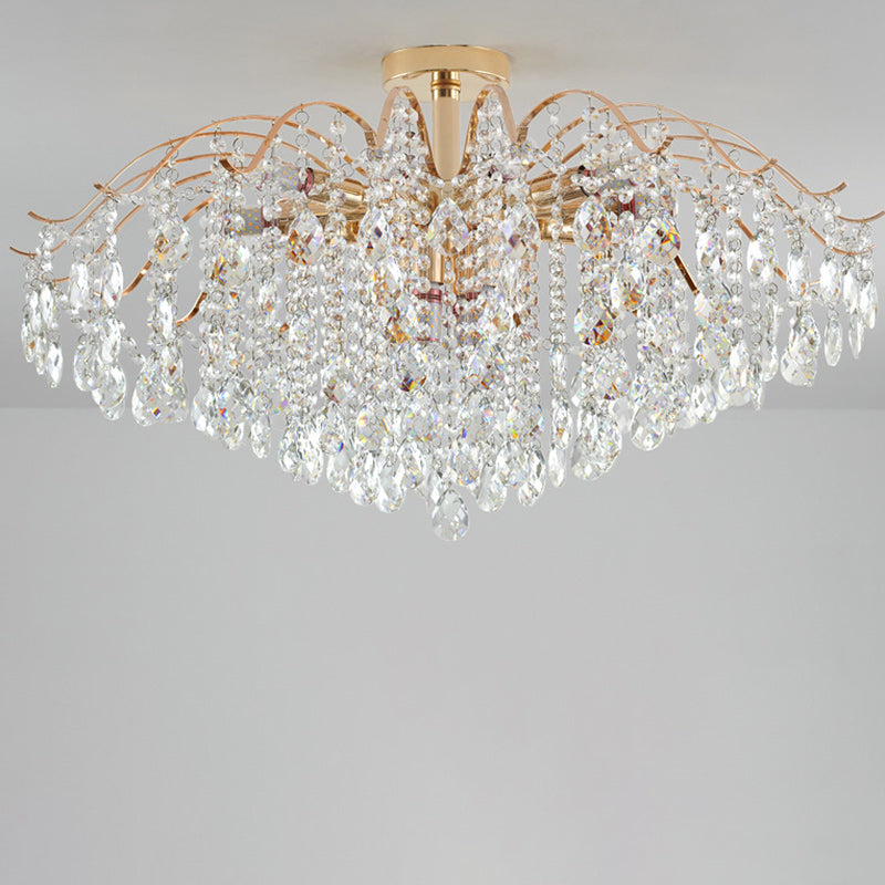 Luxurious Gold Crystal Branch Pendant Chandelier for Living Room
