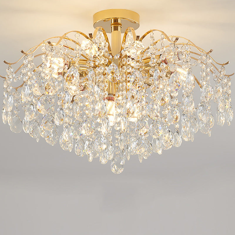 Luxurious Gold Crystal Branch Pendant Chandelier for Living Room