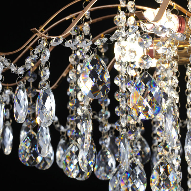 Luxurious Gold Crystal Branch Pendant Chandelier for Living Room