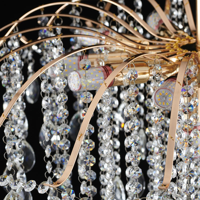 Luxurious Gold Crystal Branch Pendant Chandelier for Living Room