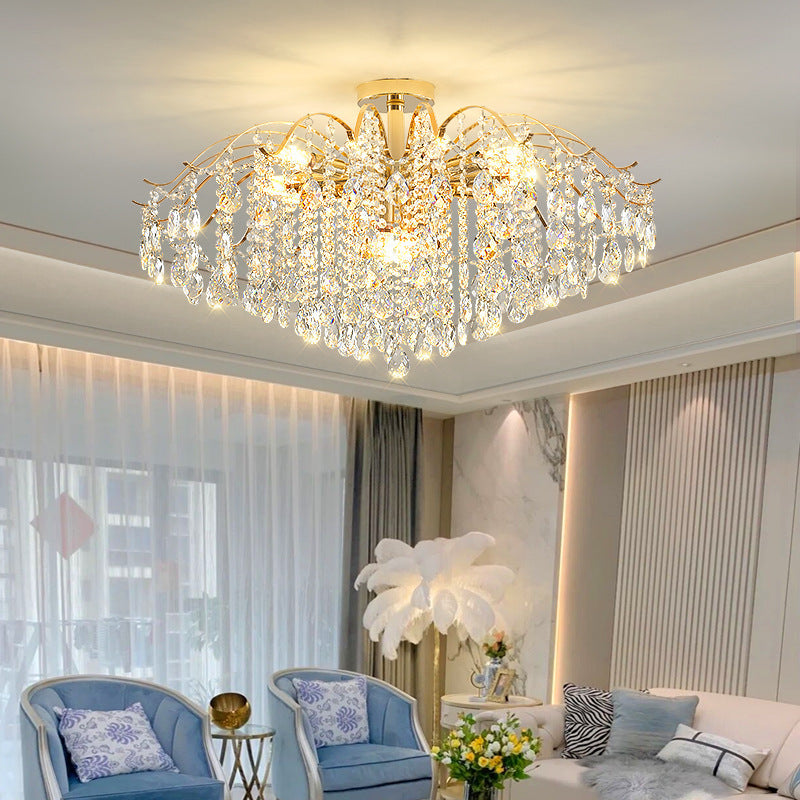 Luxurious Gold Crystal Branch Pendant Chandelier for Living Room