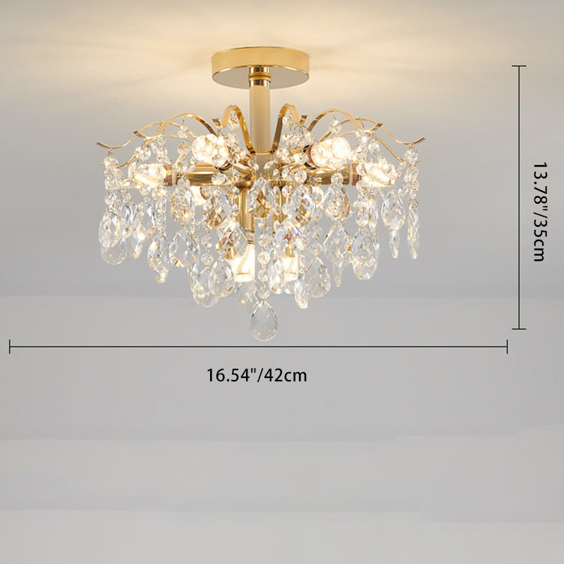 Luxurious Gold Crystal Branch Pendant Chandelier for Living Room