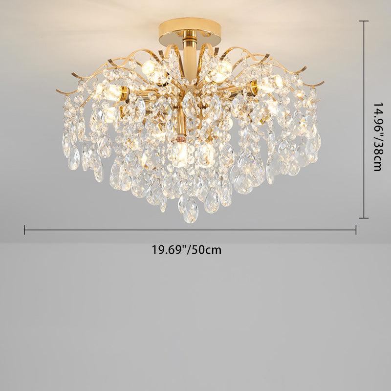 Luxurious Gold Crystal Branch Pendant Chandelier for Living Room