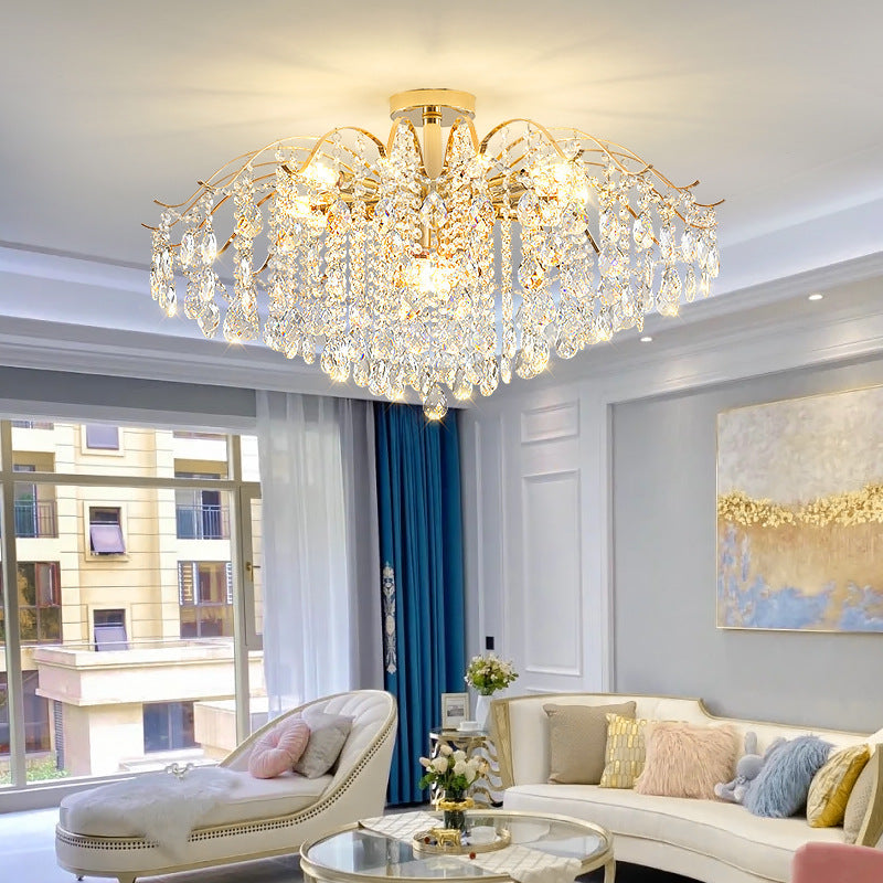 Luxurious Gold Crystal Branch Pendant Chandelier for Living Room