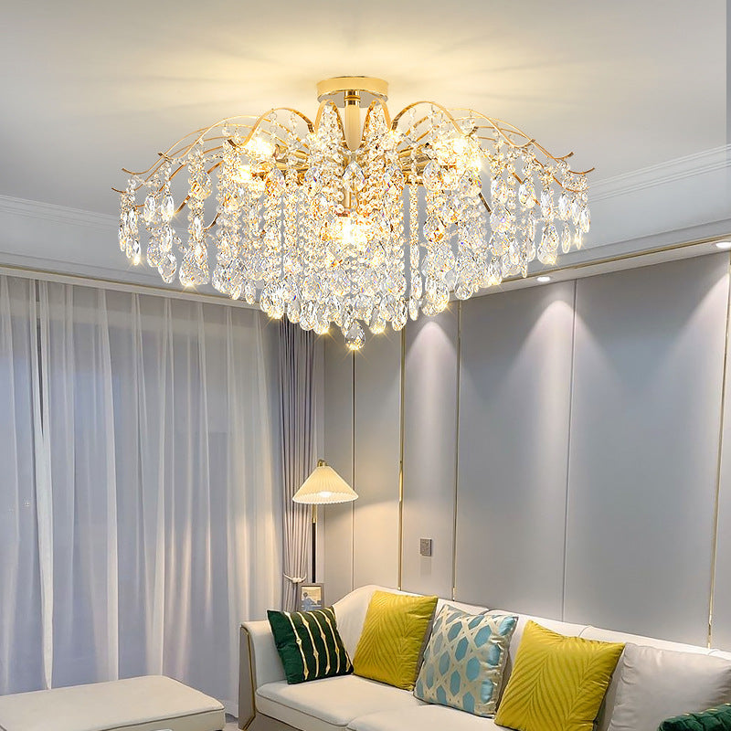 Luxurious Gold Crystal Branch Pendant Chandelier for Living Room
