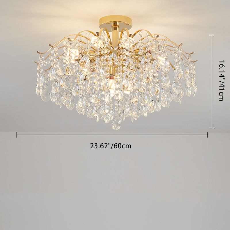 Luxurious Gold Crystal Branch Pendant Chandelier for Living Room
