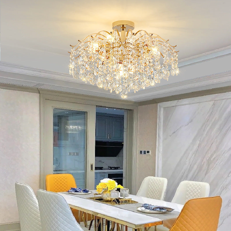 Luxurious Gold Crystal Branch Pendant Chandelier for Living Room