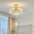Luxurious Gold Crystal Branch Pendant Chandelier for Living Room