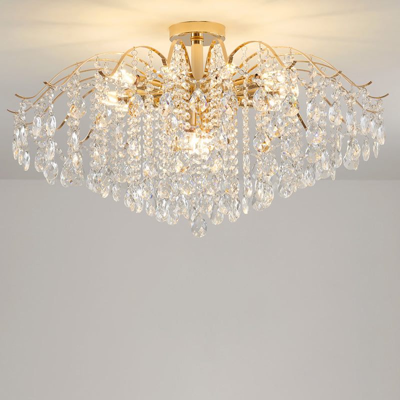 Luxurious Gold Crystal Branch Pendant Chandelier for Living Room