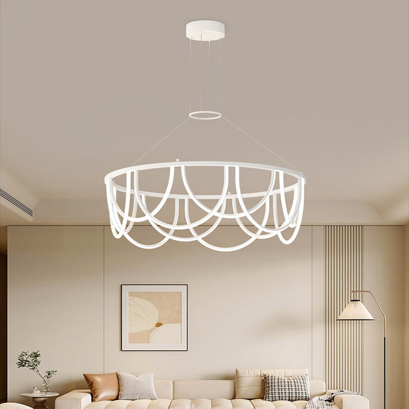 Sleek Black Iron Long Line LED Chandelier for Modern Living Room Lighting
