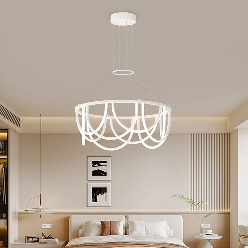 Sleek Black Iron Long Line LED Chandelier for Modern Living Room Lighting