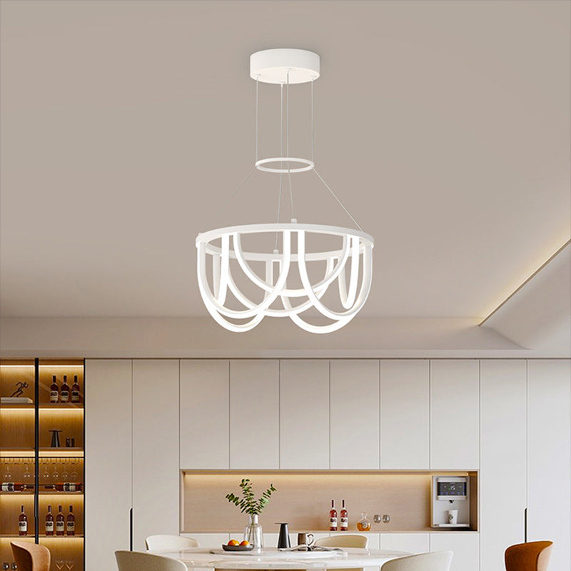 Sleek Black Iron Long Line LED Chandelier for Modern Living Room Lighting