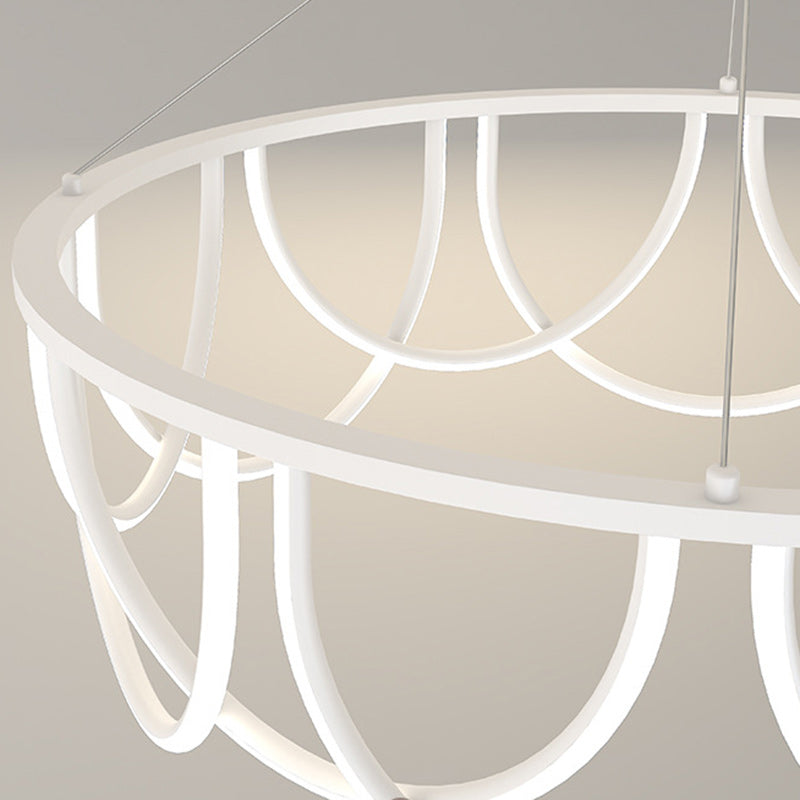 Sleek Black Iron Long Line LED Chandelier for Modern Living Room Lighting
