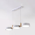 Modern Black Metal and Wood LED Pendant Chandelier for Dining Room