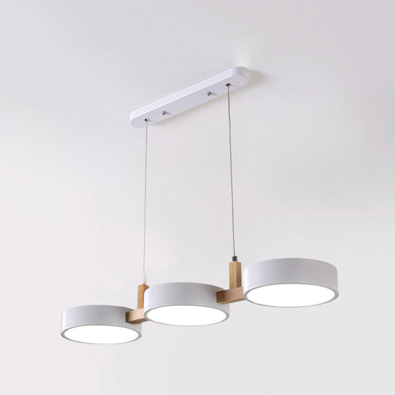 Modern Black Metal and Wood LED Pendant Chandelier for Dining Room