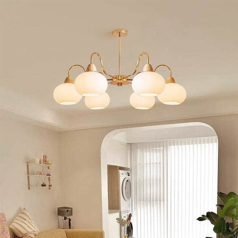 Elegant Traditional Japanese Oval Iron Wood Chandelier for Living Room