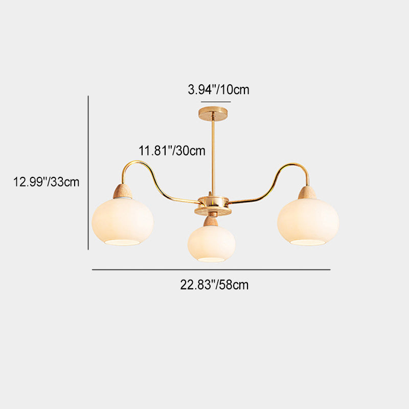 Elegant Traditional Japanese Oval Iron Wood Chandelier for Living Room