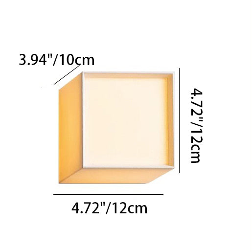 Traditional Japanese Square Fabric Shade LED Wall Sconce for Living Room