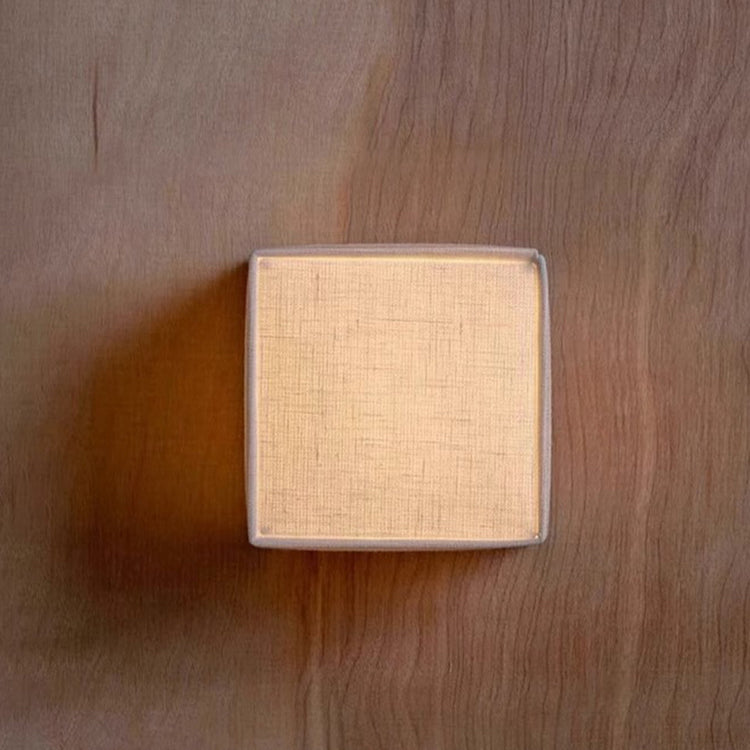 Traditional Japanese Square Fabric Shade LED Wall Sconce for Living Room