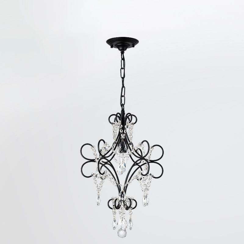 Elegant French Crystal Candelabra Chandelier in Iron for Living Room