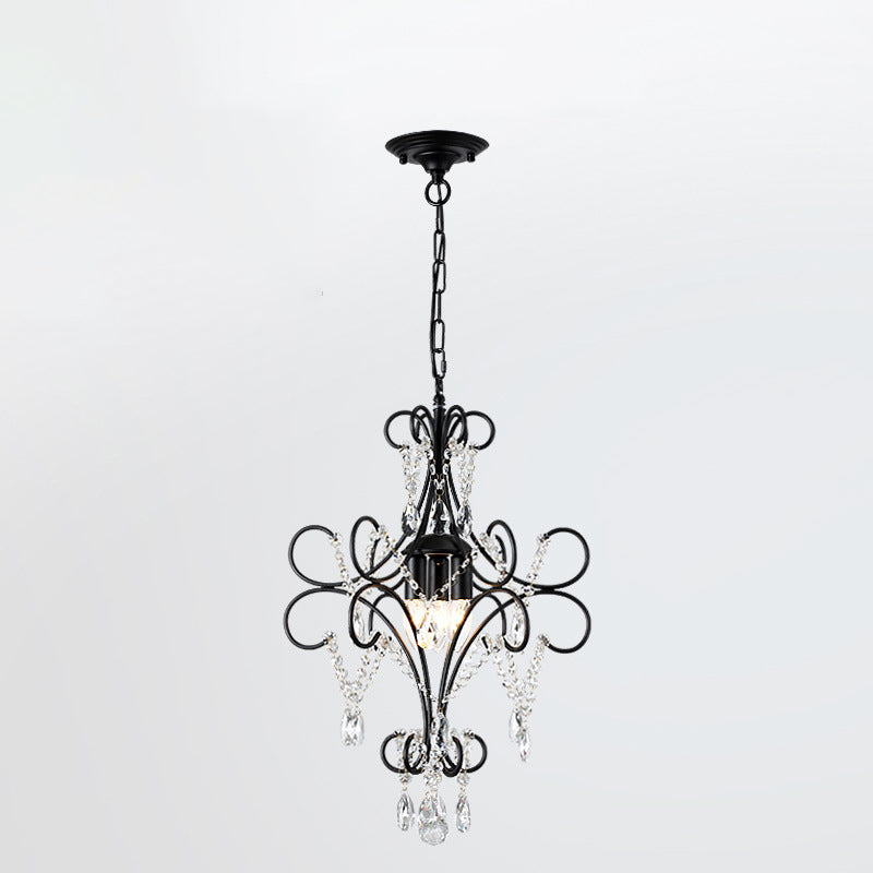 Elegant French Crystal Candelabra Chandelier in Iron for Living Room